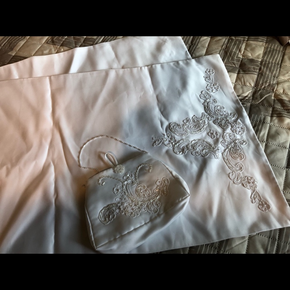 White wedding dress with a long trail